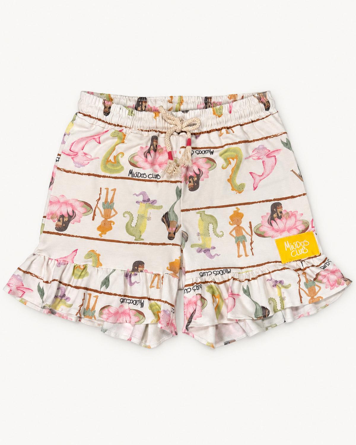 Miúdos Club — Shorts Frufru Folclore — Flat lay — frente